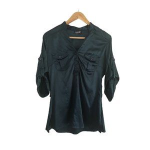 Blue Steel Satin Safari Style Shirt